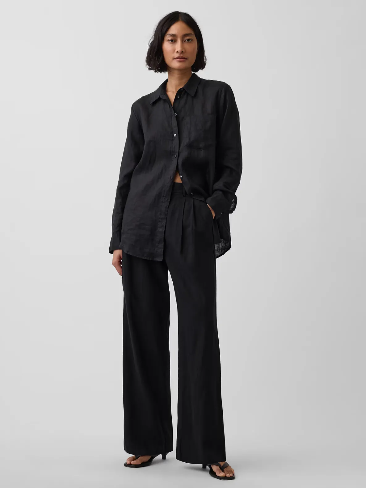 365 High Rise Linen-Blend Trousers