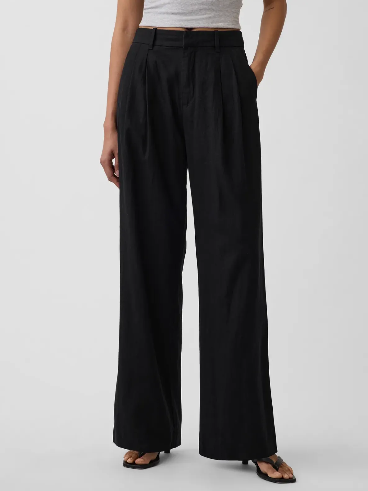 365 High Rise Linen-Blend Trousers
