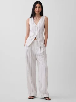 365 High Rise Linen-Blend Trousers