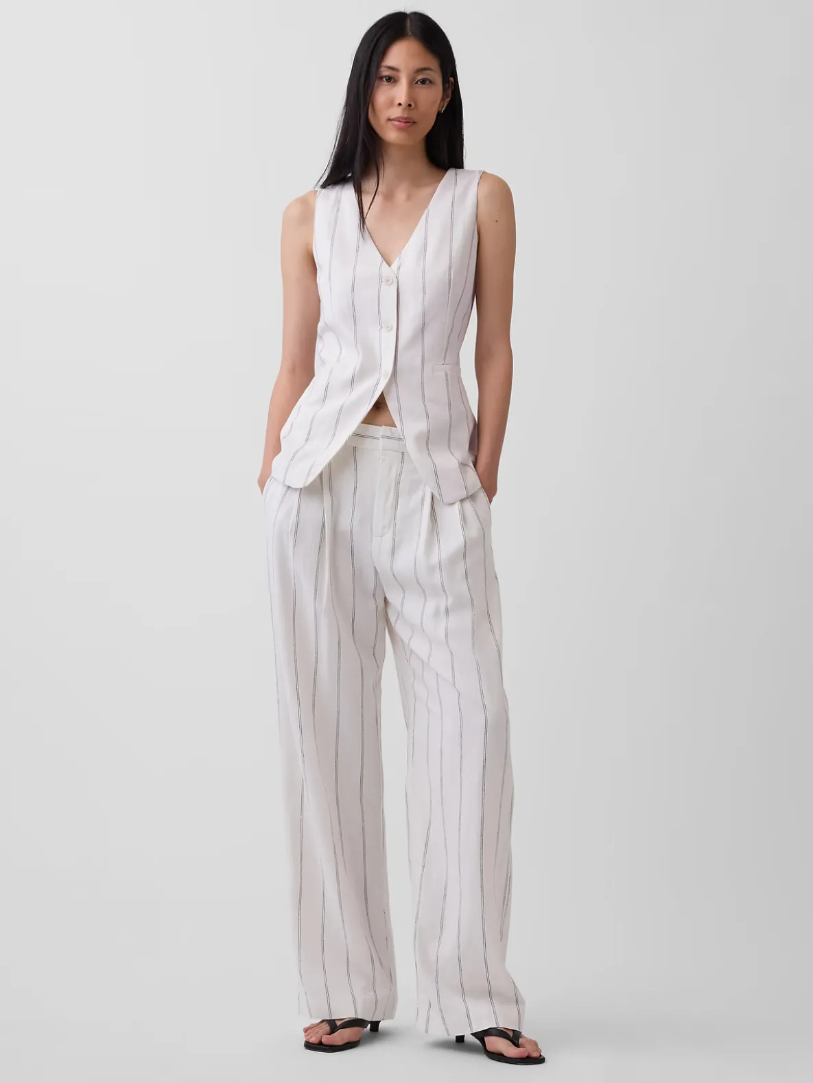 365 High Rise Linen-Blend Trousers