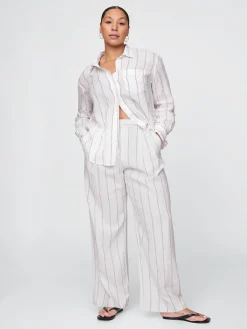 365 High Rise Linen-Blend Trousers