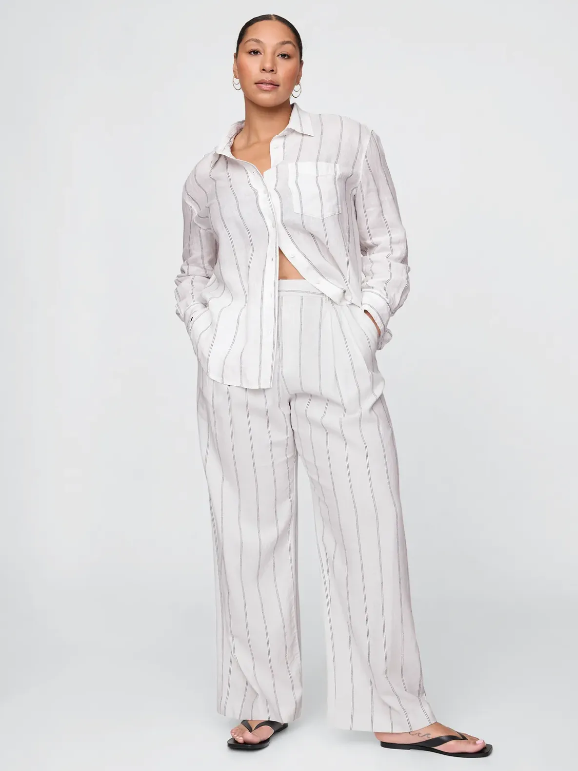 365 High Rise Linen-Blend Trousers