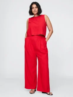 365 High Rise Linen-Blend Trousers