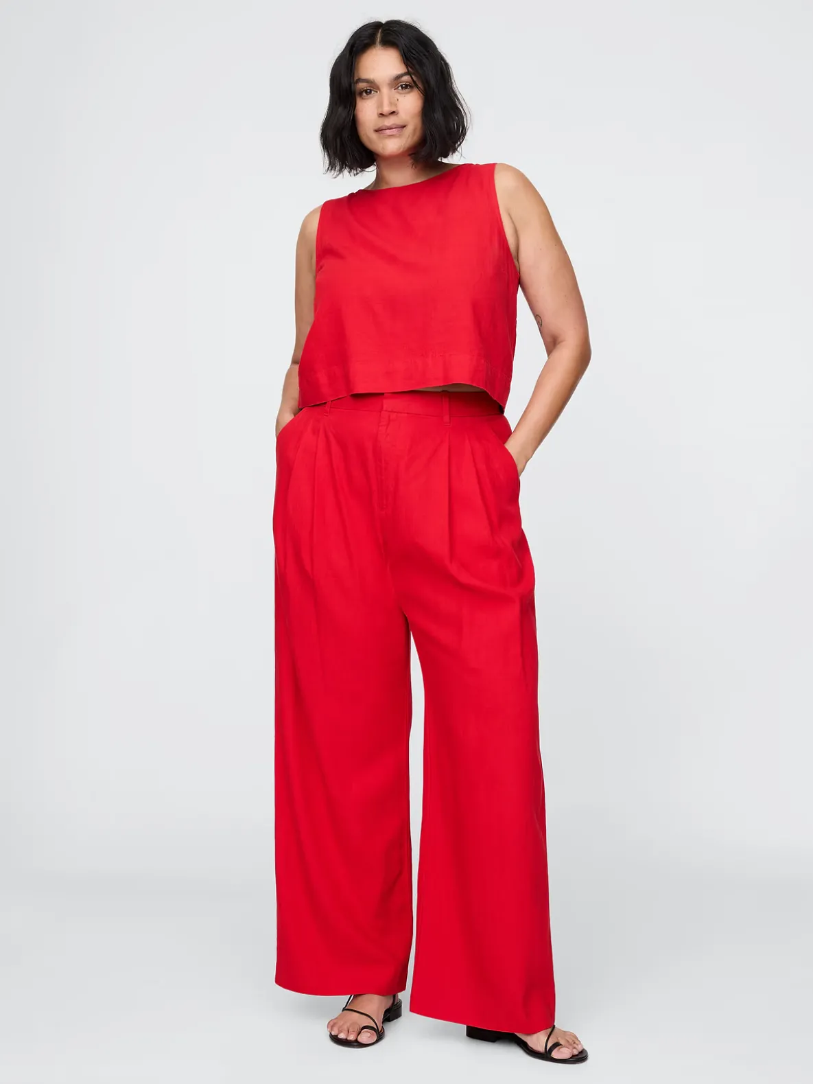 365 High Rise Linen-Blend Trousers