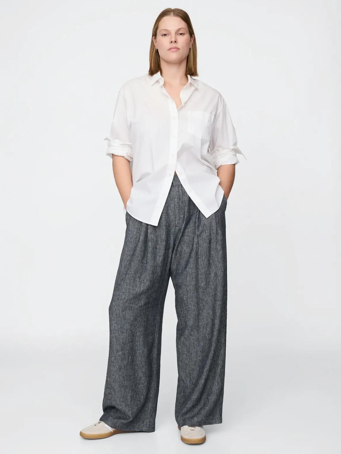 365 High Rise Linen-Blend Trousers