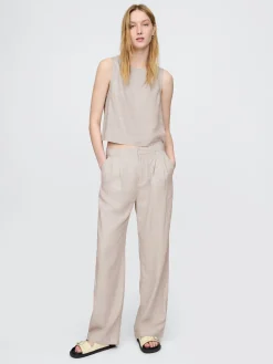 365 High Rise Linen-Blend Trousers