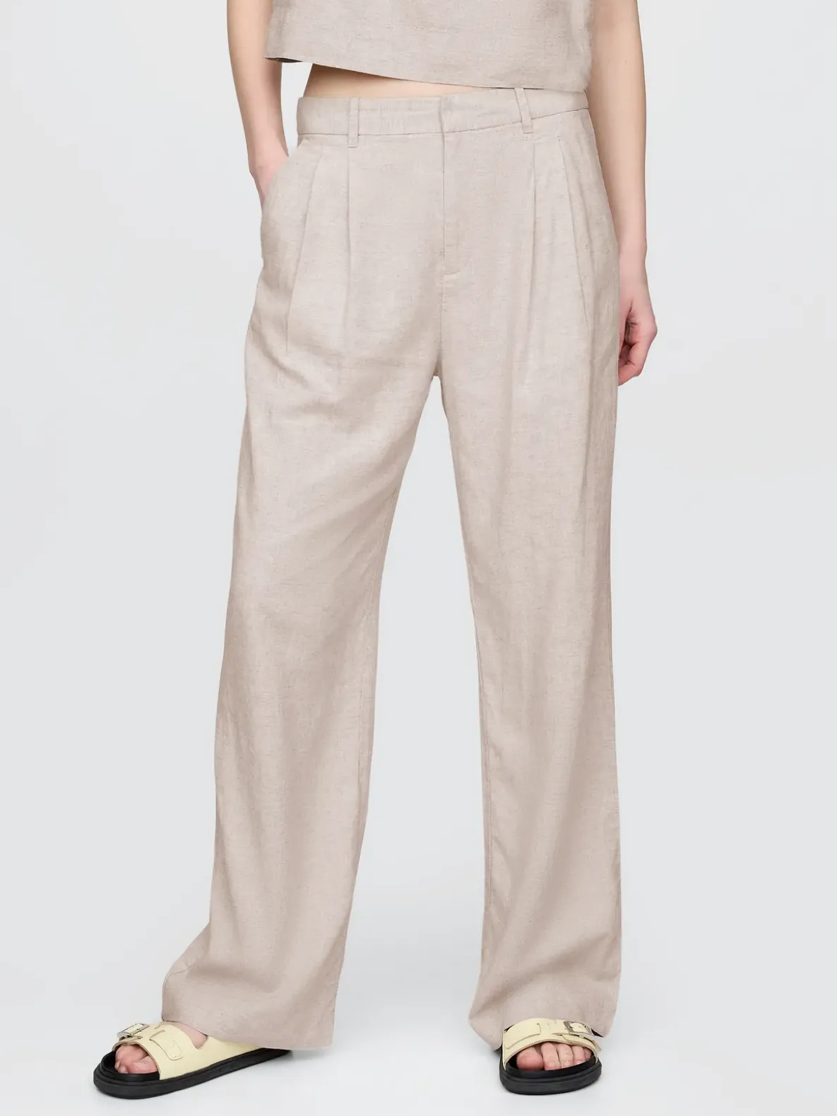 365 High Rise Linen-Blend Trousers
