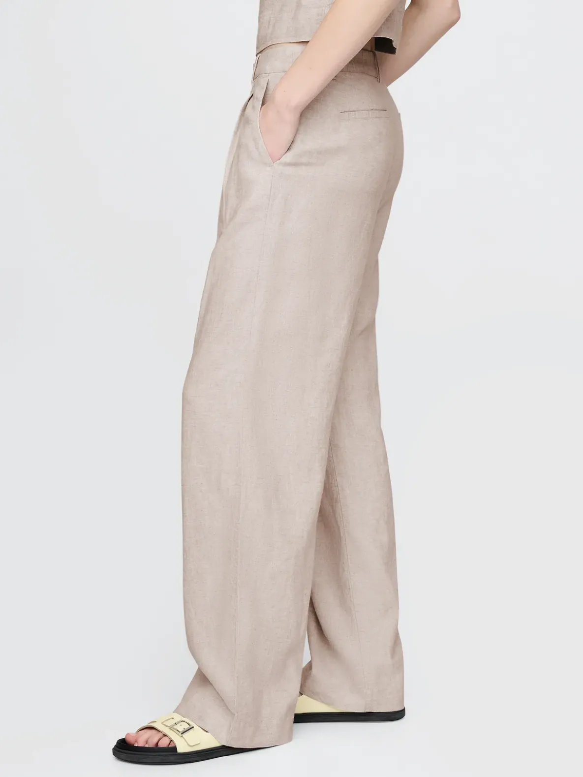 365 High Rise Linen-Blend Trousers