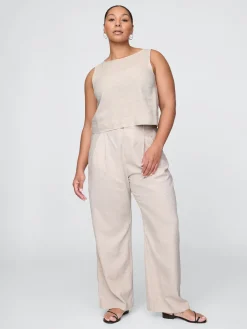 365 High Rise Linen-Blend Trousers
