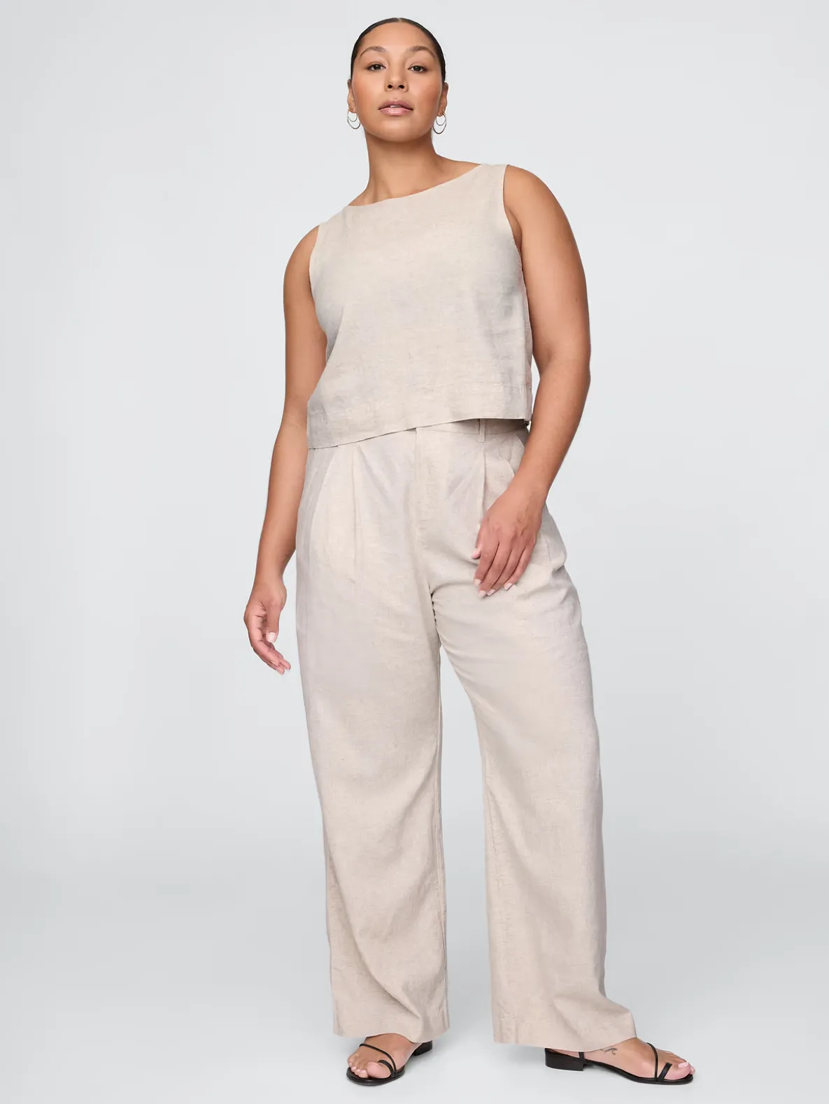 365 High Rise Linen-Blend Trousers