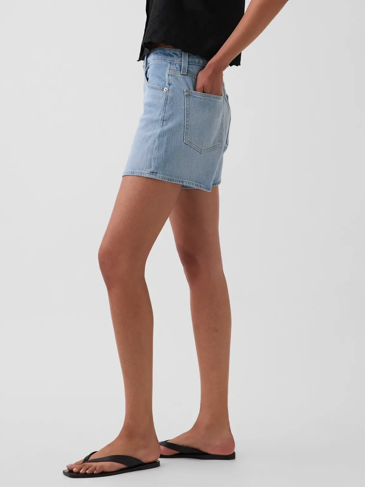 3.5" High Rise Relaxed Straight Denim Shorts