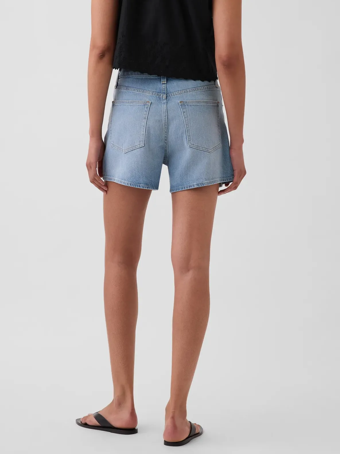 3.5" High Rise Relaxed Straight Denim Shorts