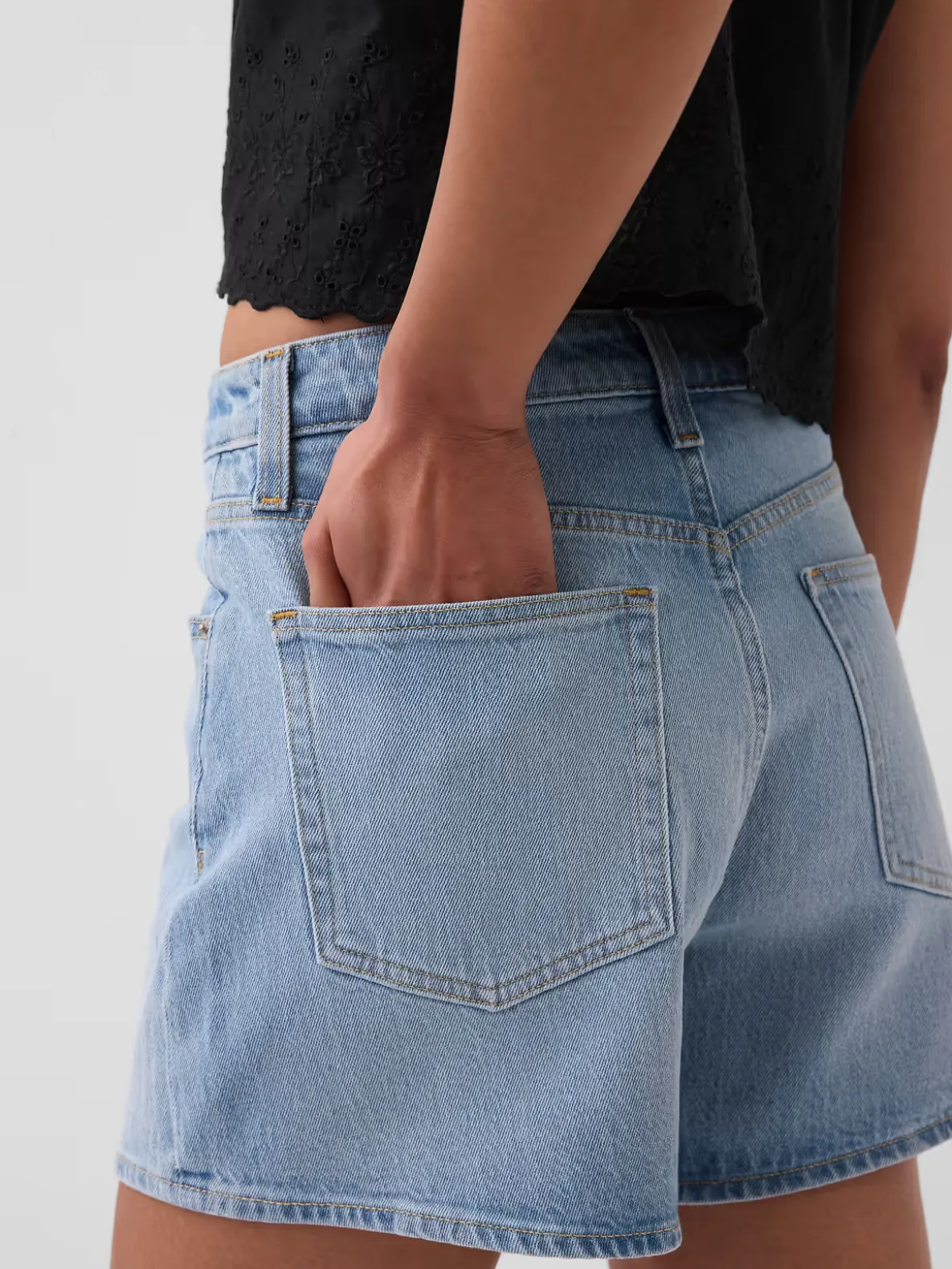 3.5" High Rise Relaxed Straight Denim Shorts