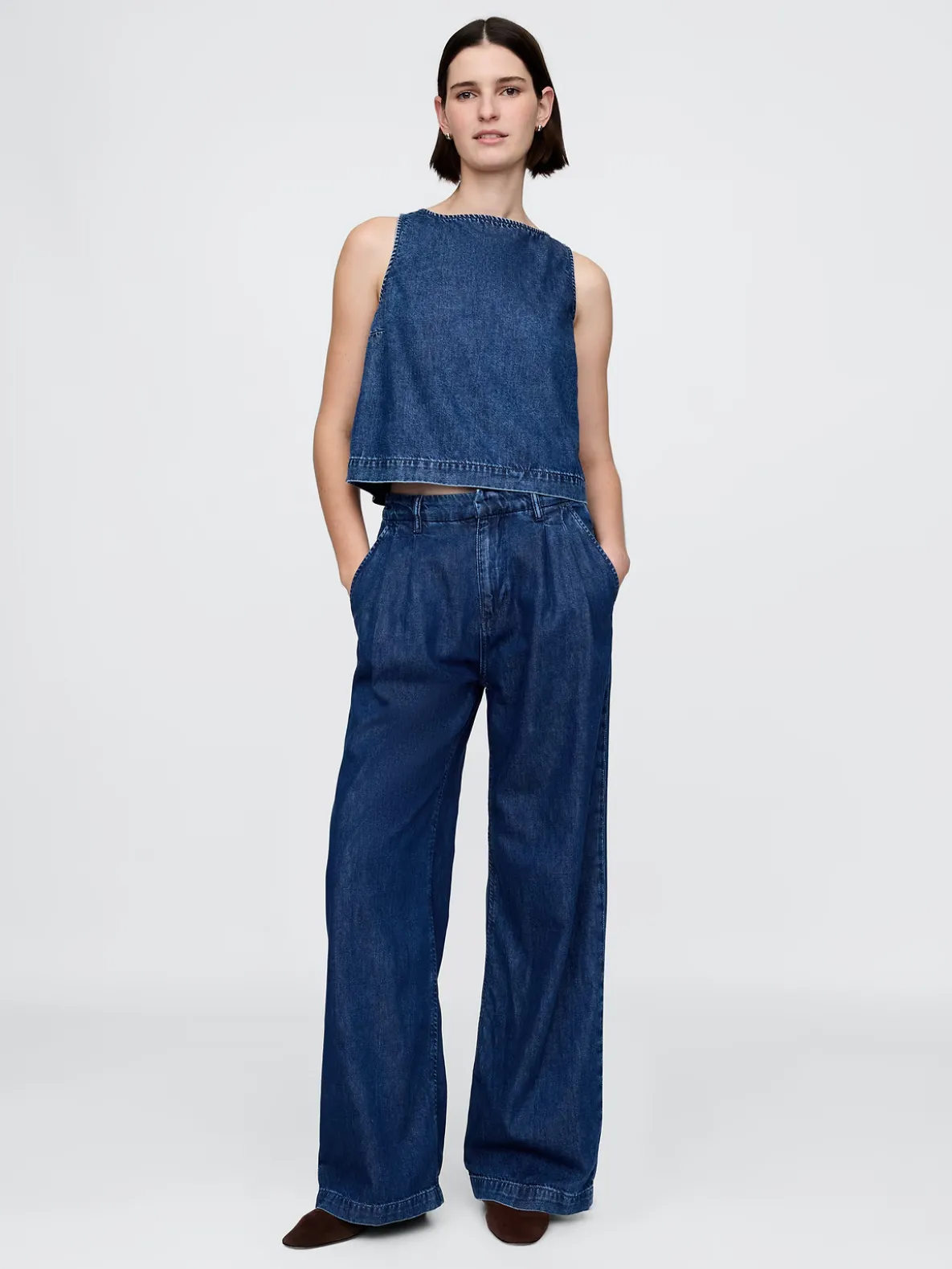 365 High Rise UltraSoft Denim Pleated Trousers