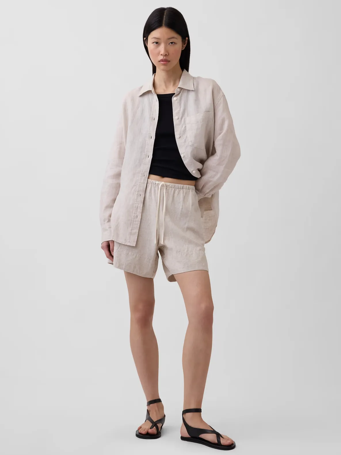 6" Linen-Blend Easy Shorts