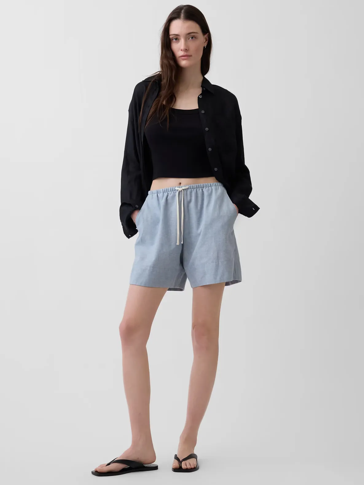 6" Linen-Blend Easy Shorts
