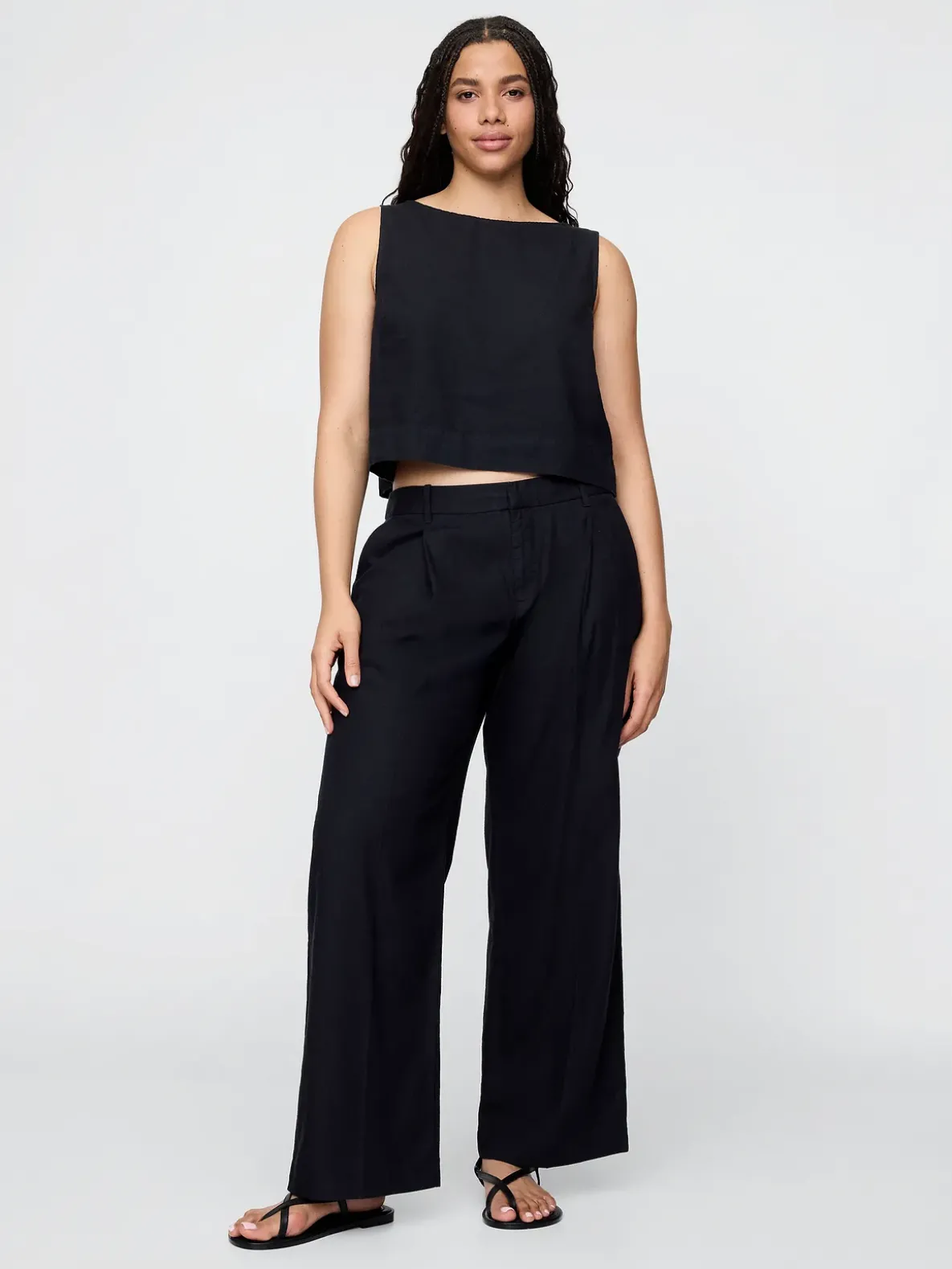 365 Low Rise Linen-Blend Trousers