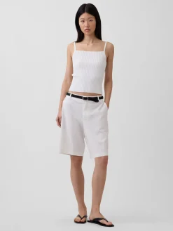 9" Low Rise Linen-Blend Trouser Shorts