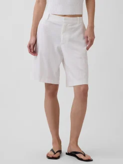 9" Low Rise Linen-Blend Trouser Shorts