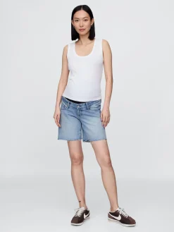 7" Maternity Full Panel Denim Bermuda Shorts
