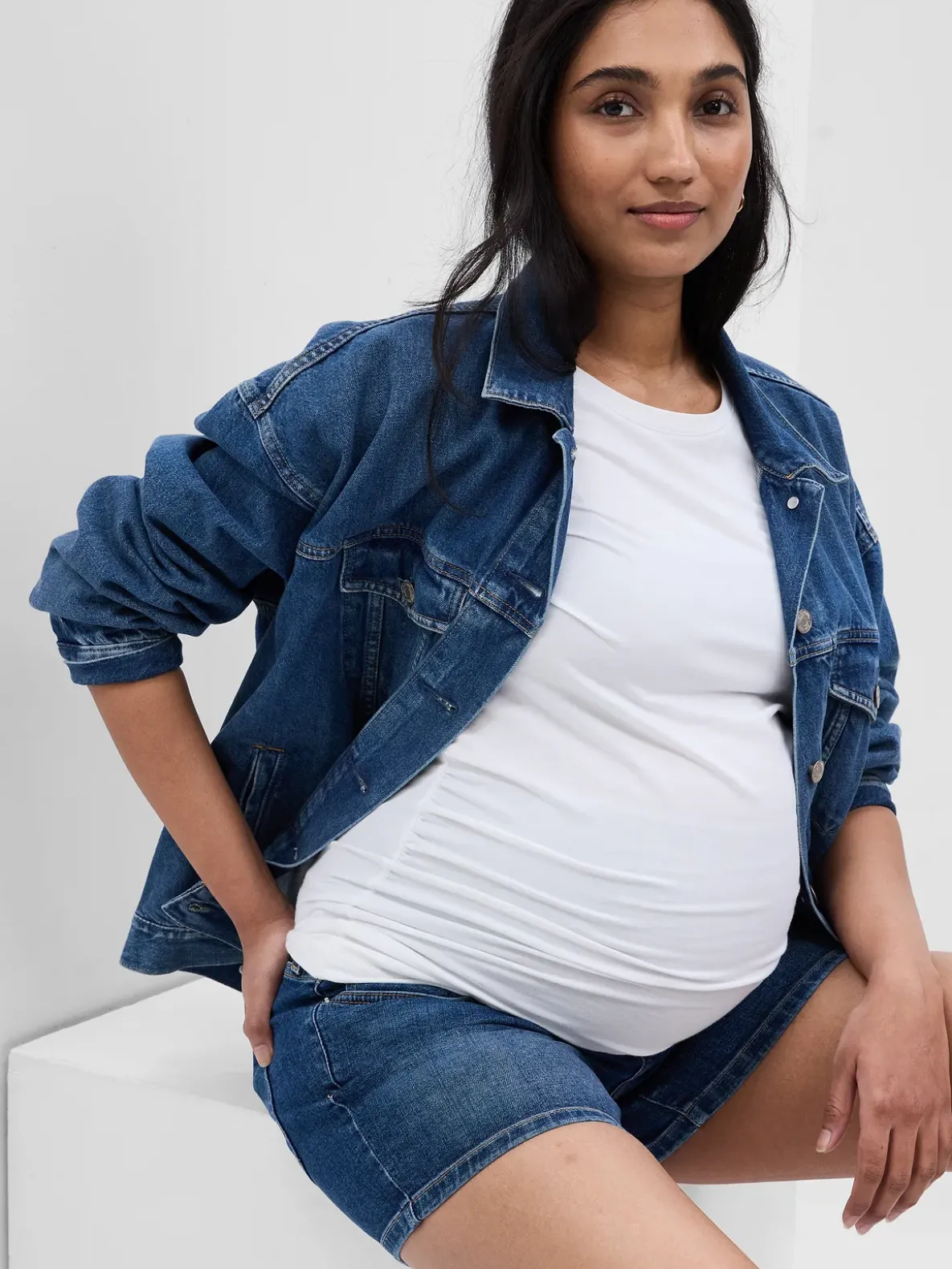 4" Maternity Full Panel Denim Shorts