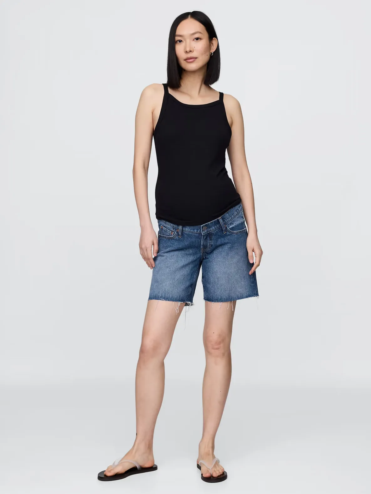 7" Maternity Full Panel Denim Bermuda Shorts