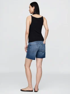7" Maternity Full Panel Denim Bermuda Shorts