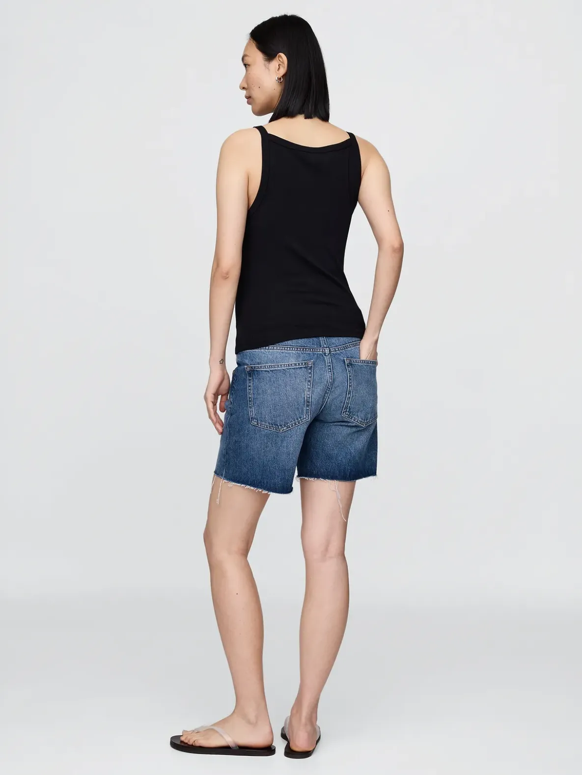7" Maternity Full Panel Denim Bermuda Shorts