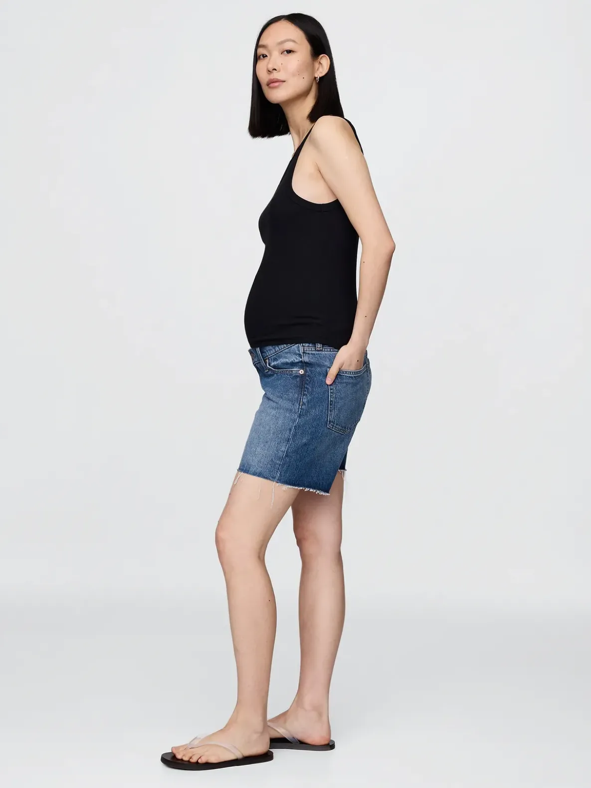 7" Maternity Full Panel Denim Bermuda Shorts