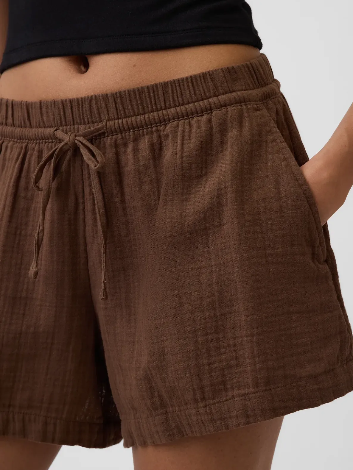 4" Mid Rise Cotton Gauze Easy Shorts