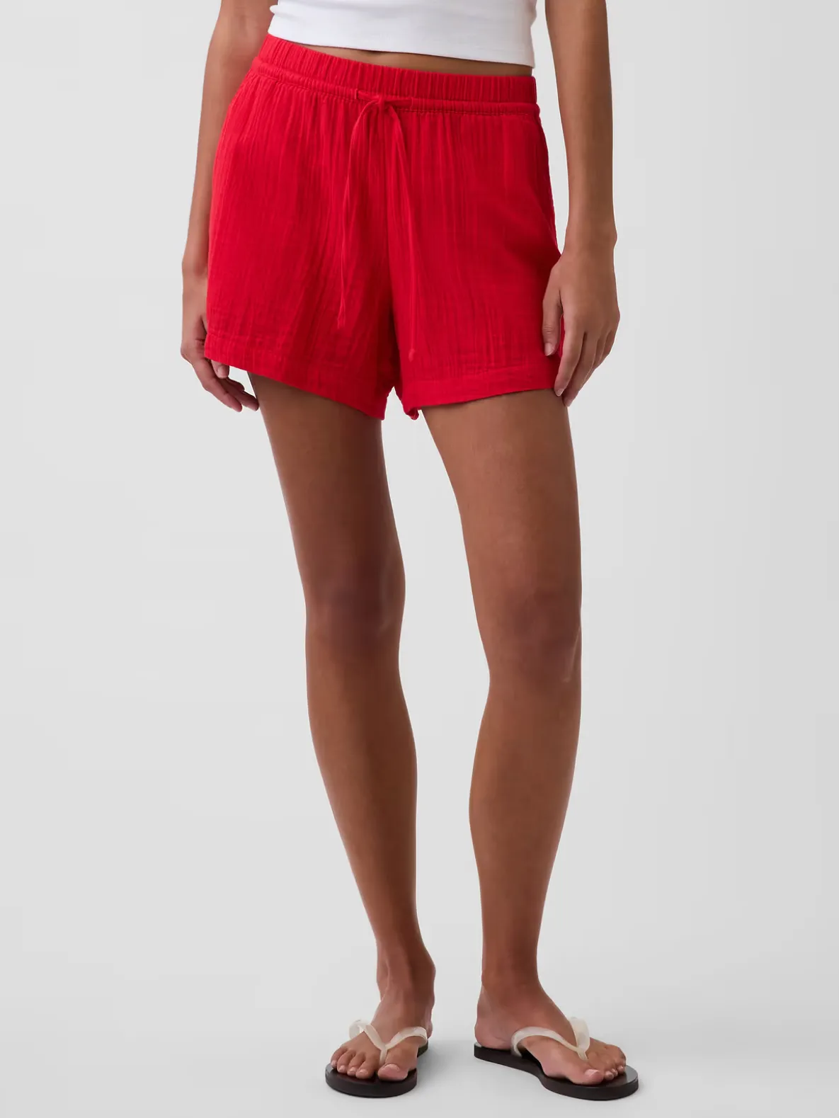 4" Mid Rise Cotton Gauze Easy Shorts