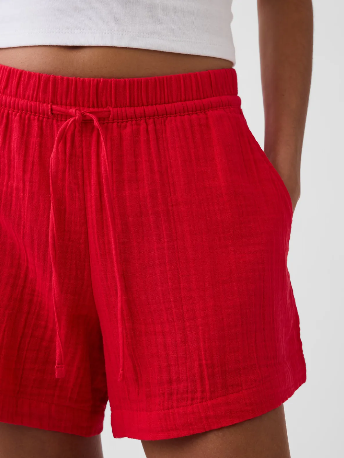 4" Mid Rise Cotton Gauze Easy Shorts