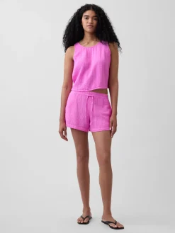 4" Mid Rise Cotton Gauze Easy Shorts