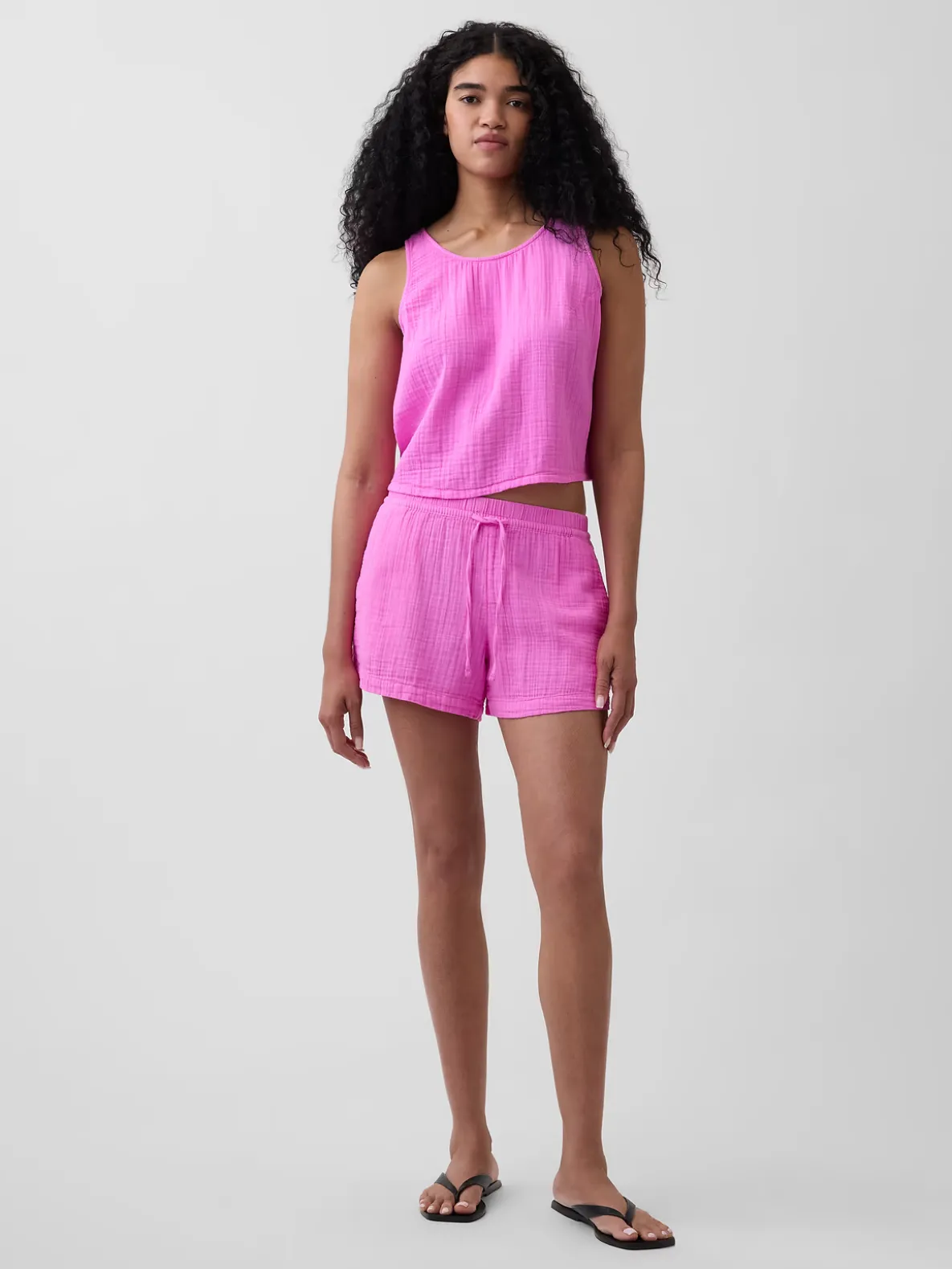 4" Mid Rise Cotton Gauze Easy Shorts