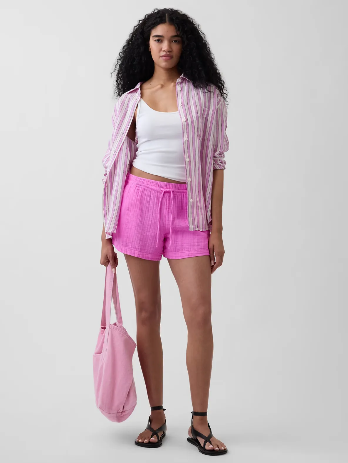 4" Mid Rise Cotton Gauze Easy Shorts