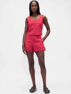 4" Mid Rise Linen-Blend Shorts