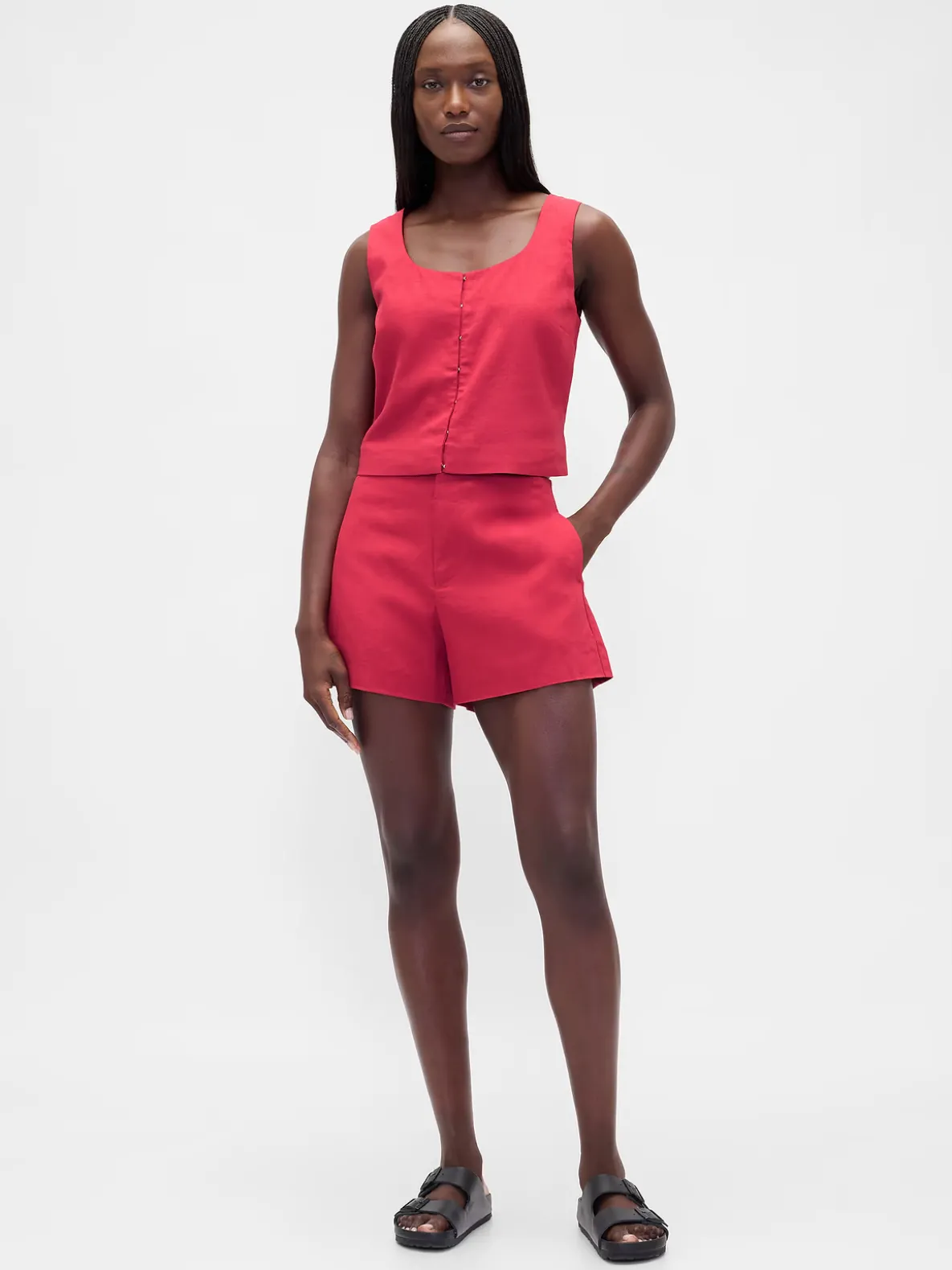 4" Mid Rise Linen-Blend Shorts