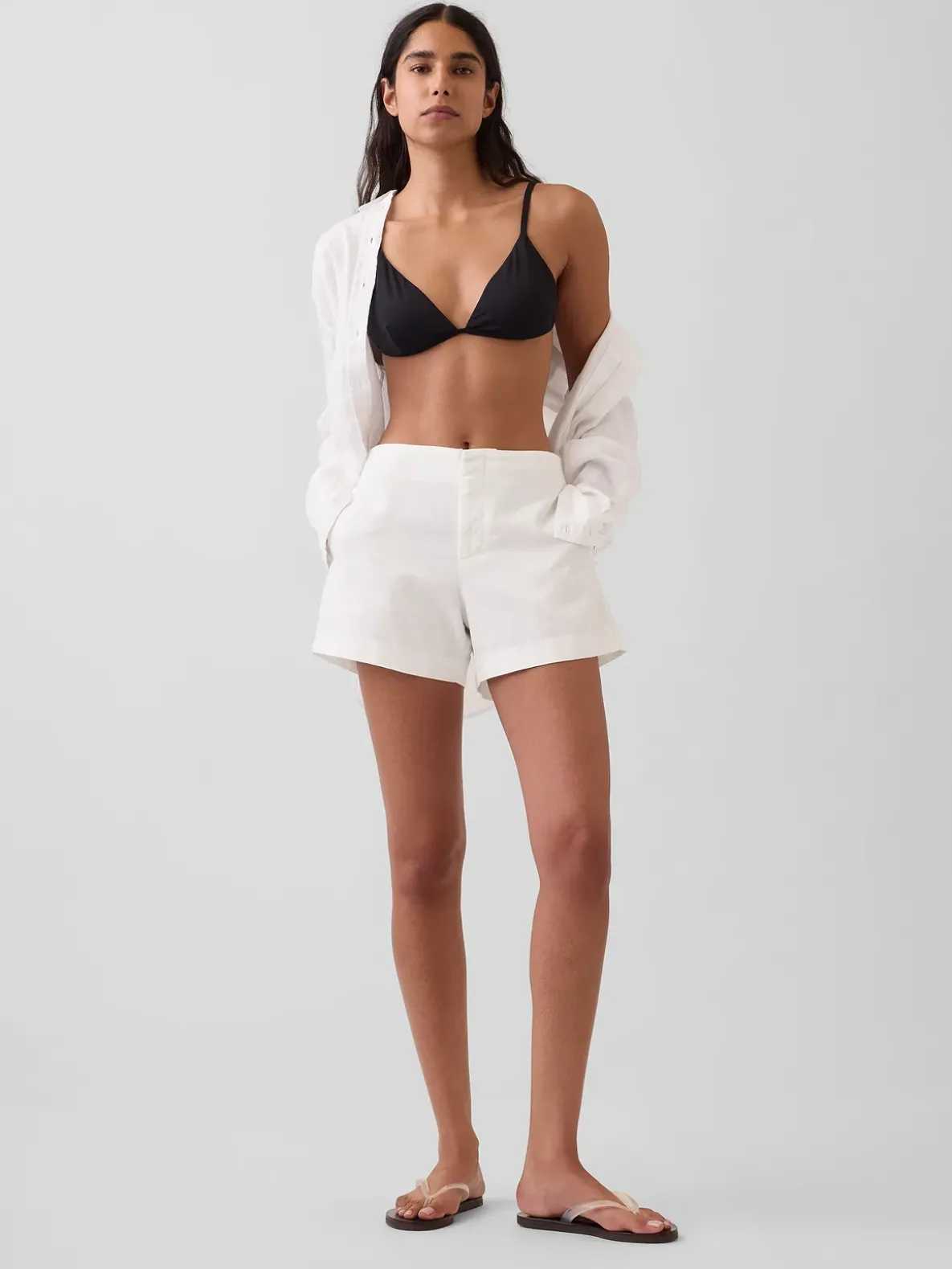 4" Mid Rise Linen-Blend Shorts