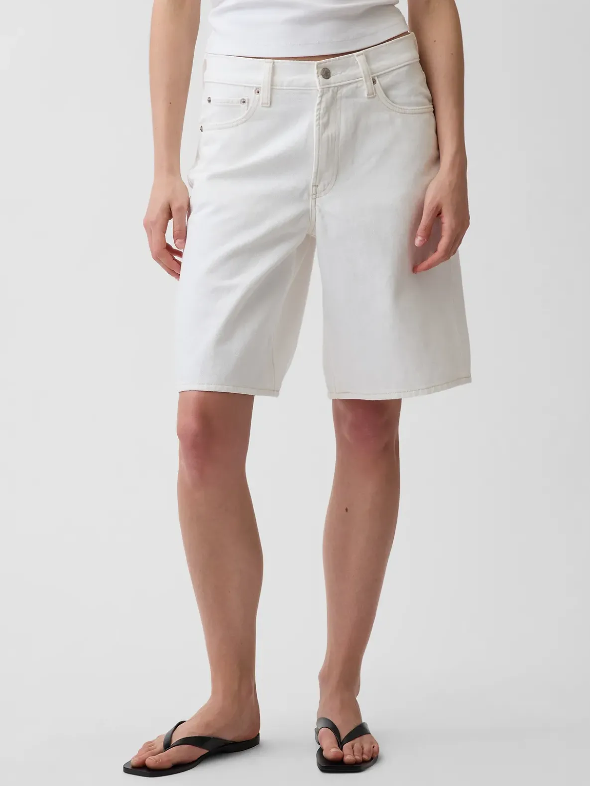 11" Mid Rise Longline Denim Shorts