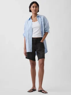 8" Mid Rise Loose Denim Bermuda Shorts