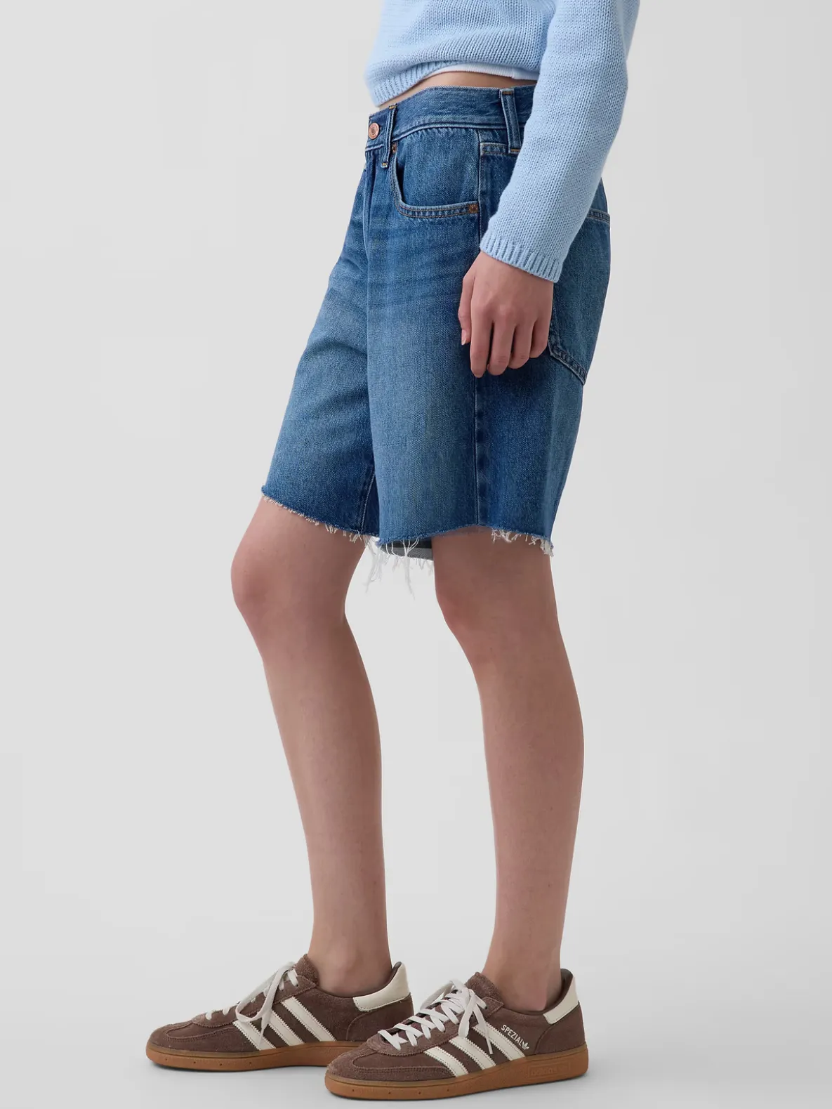 8" Mid Rise Loose Denim Bermuda Shorts