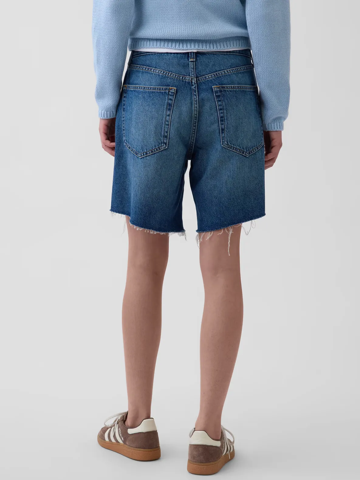 8" Mid Rise Loose Denim Bermuda Shorts
