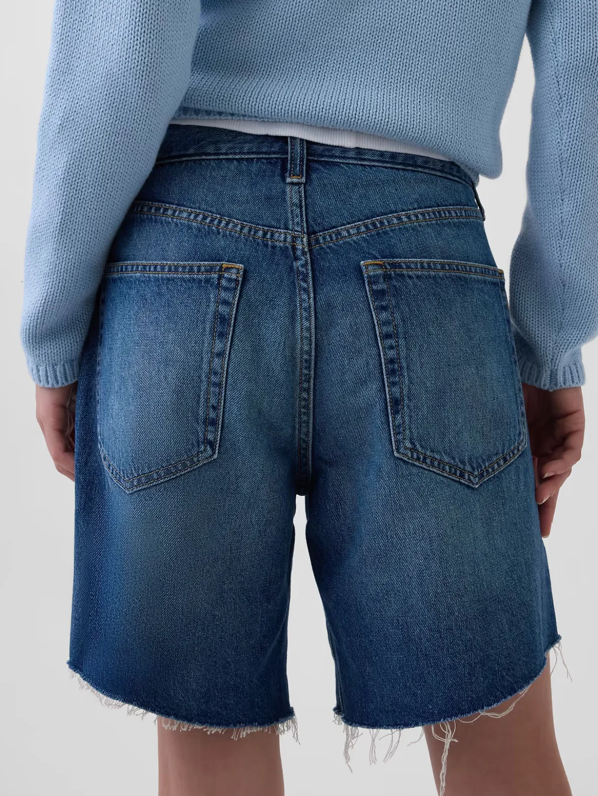 8" Mid Rise Loose Denim Bermuda Shorts