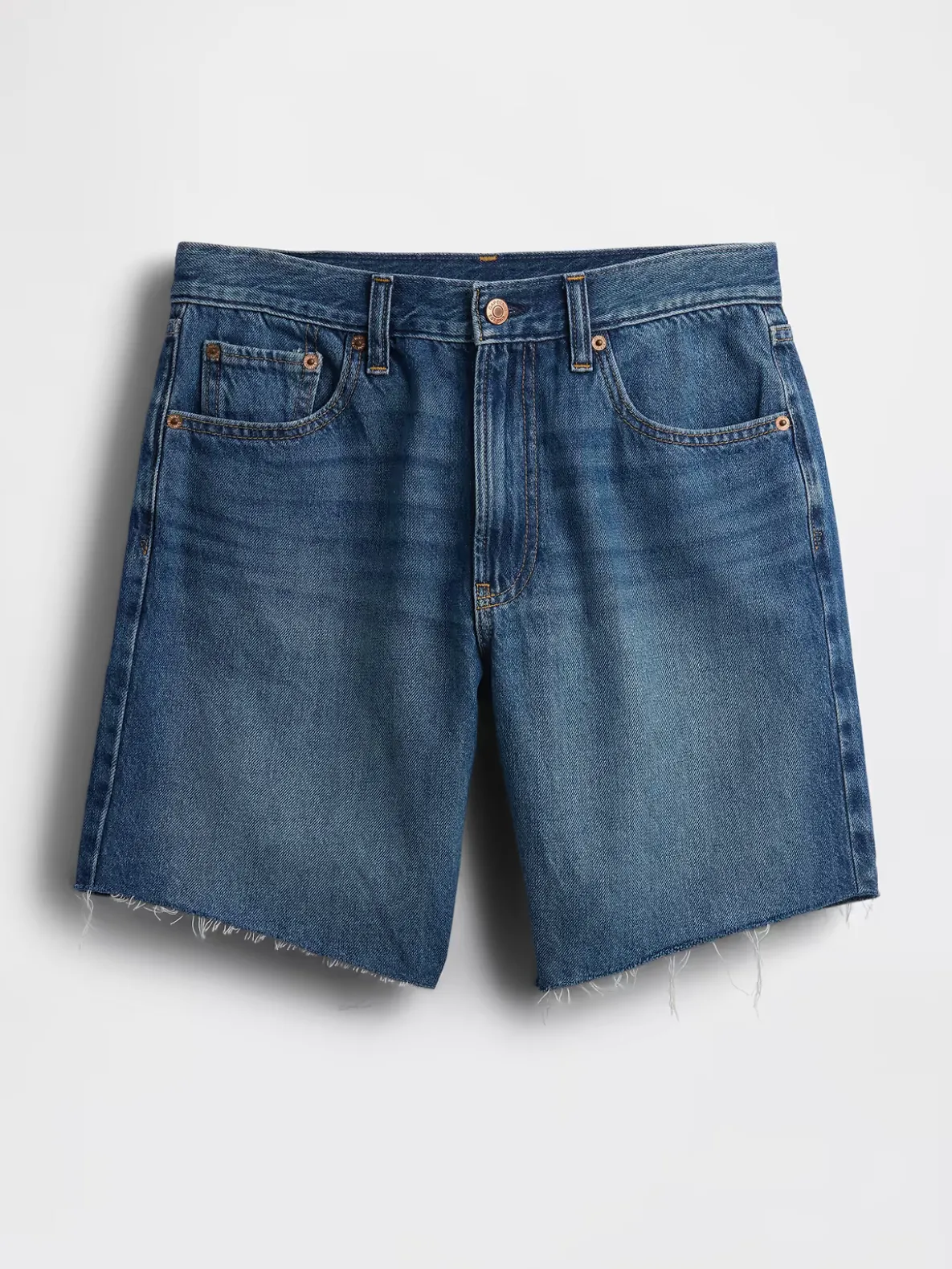 8" Mid Rise Loose Denim Bermuda Shorts