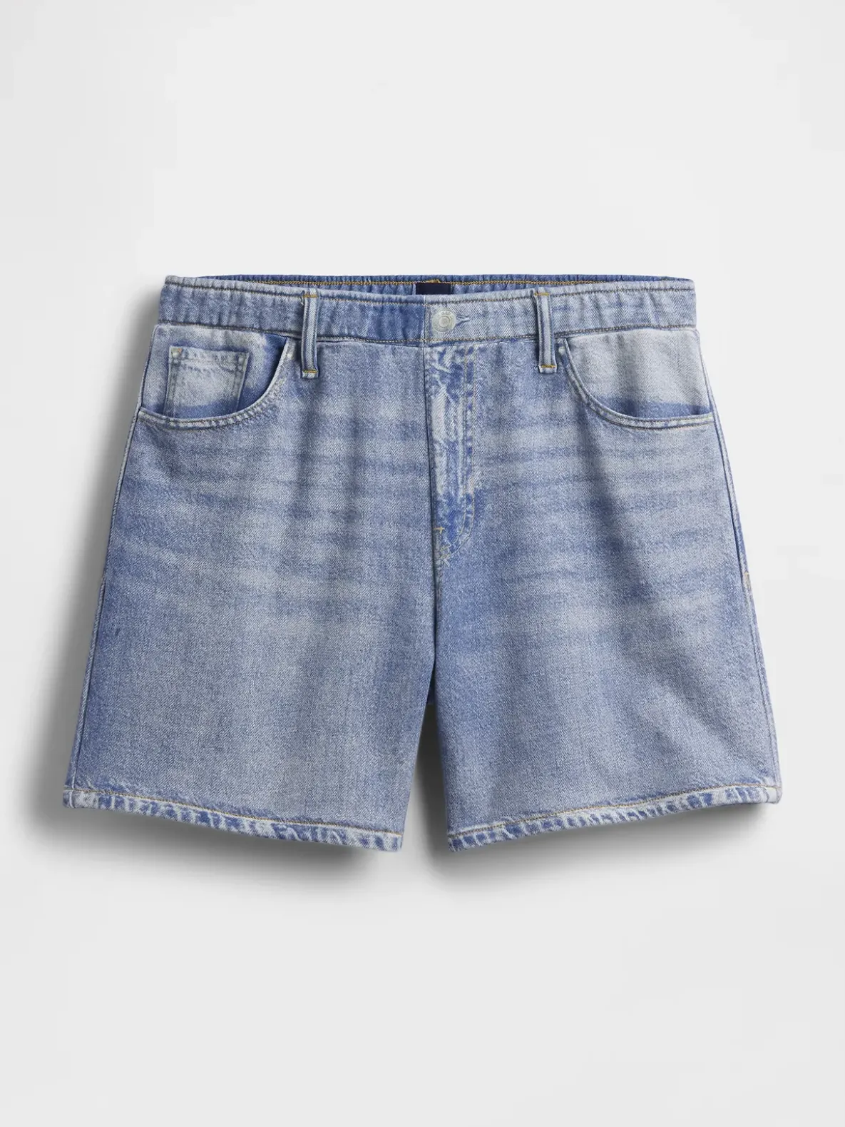 5" Mid Rise Printed Knit Denim Easy Shorts
