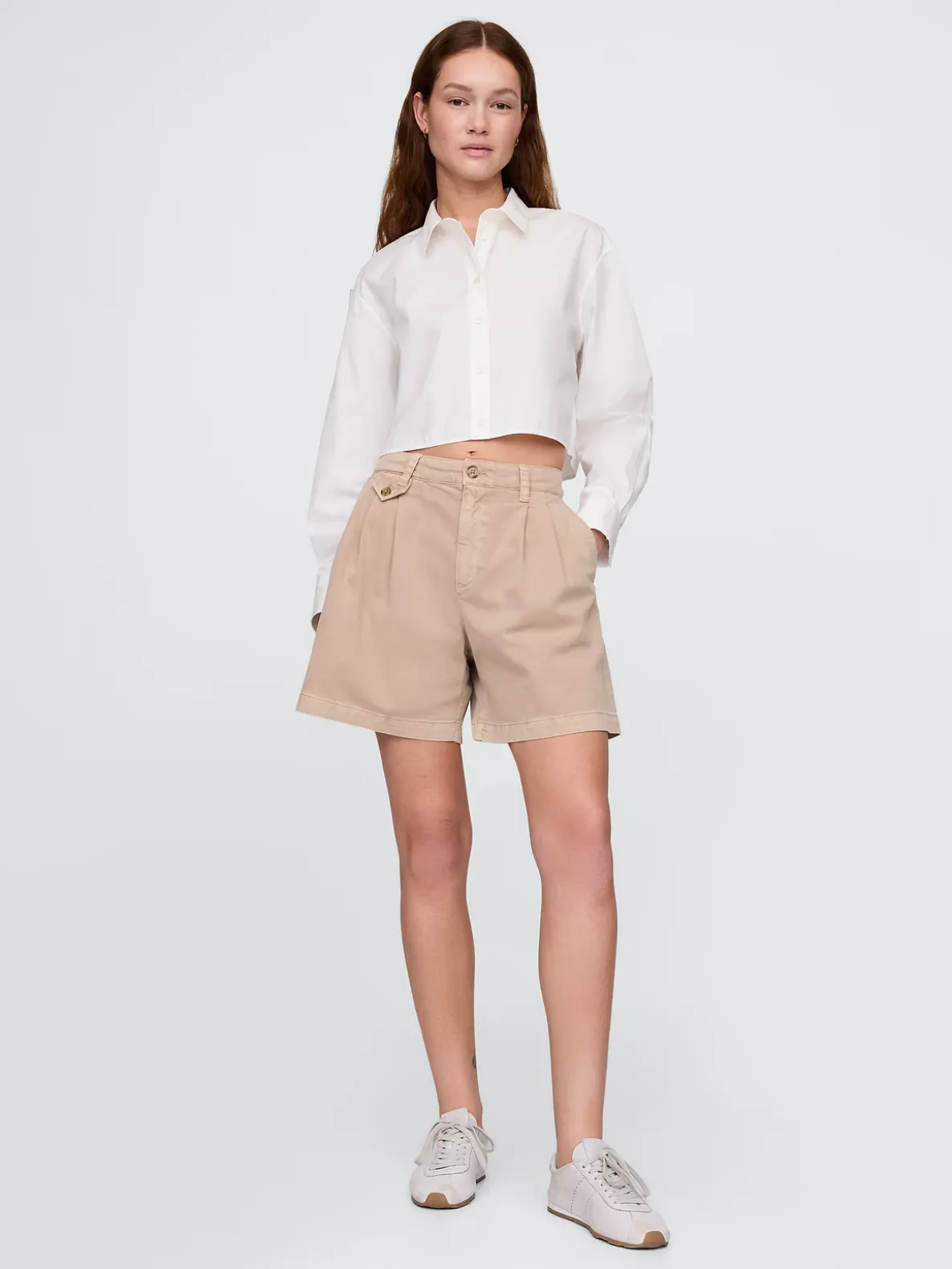 6" Mid Rise Twill Pleated Trouser Shorts