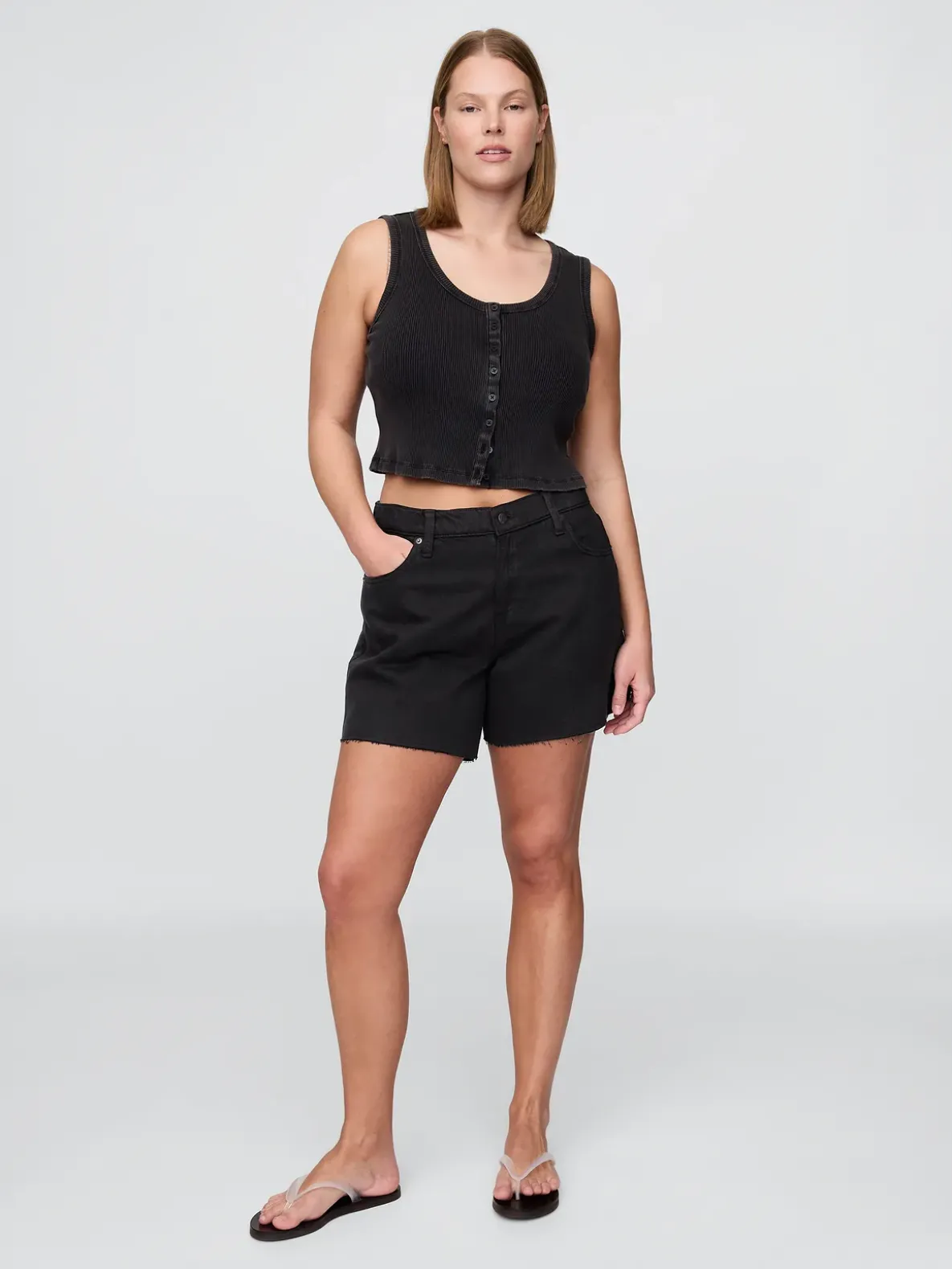 4" Mid Rise UltraSoft Relaxed Cutoff Shorts