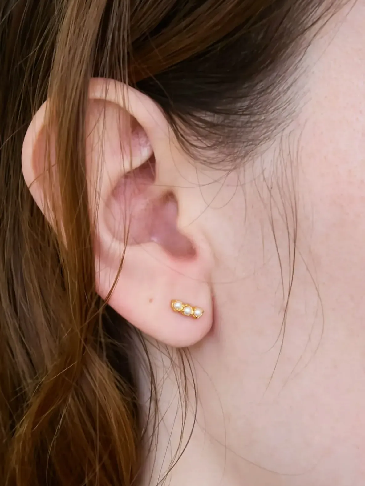 Admiral Row Gold Pearl Bar Earrings