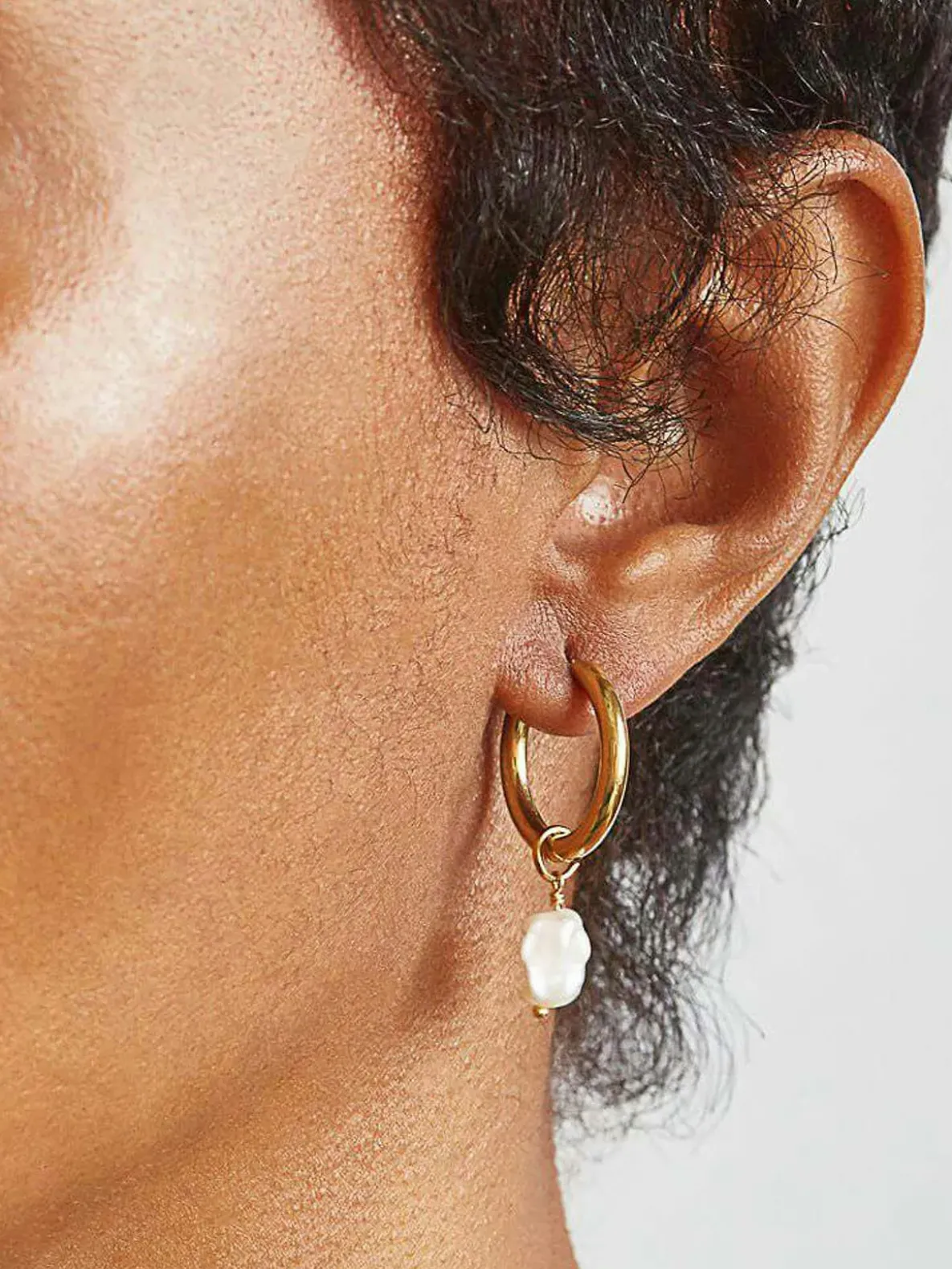 Admiral Row Gold Single Pearl Huggie Earrings