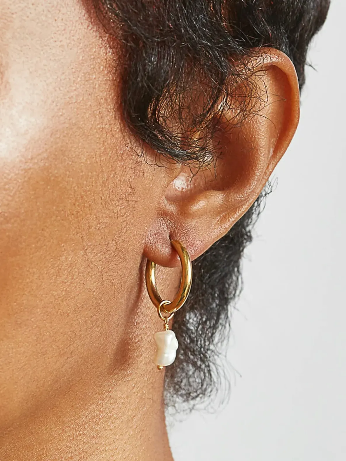 Admiral Row Gold Single Pearl Huggie Earrings